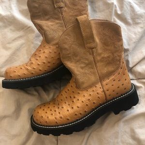 Fat Baby faux ostrich skin boots